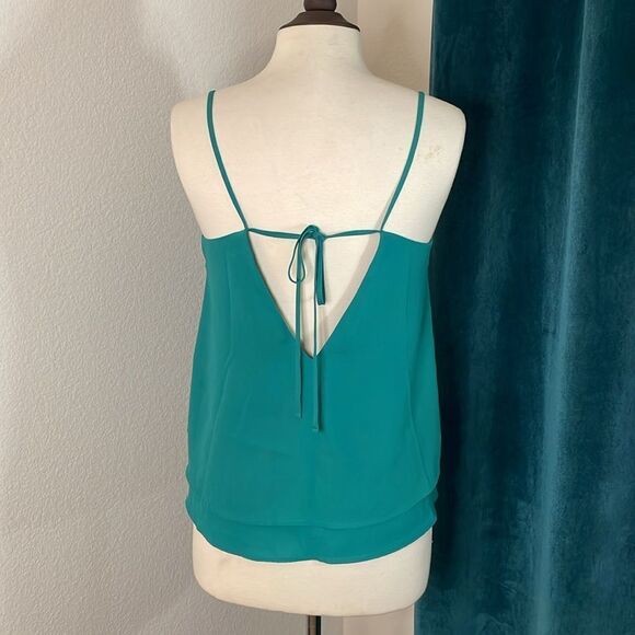 BP teal green spaghetti strap cropped tank top | layered ruffle hem | size XS - Picture 5 of 7